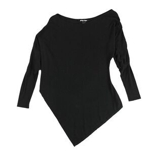 Player Gold Womens Asymmetrical Batwing Basic T-Shirt, Black, NWT